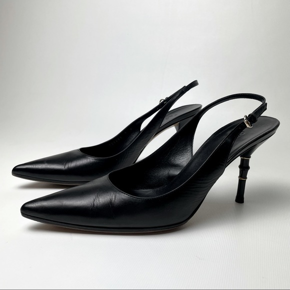 Gucci Shoes - Gucci Malaga Kid Bamboo Heel Slingback - sz 9